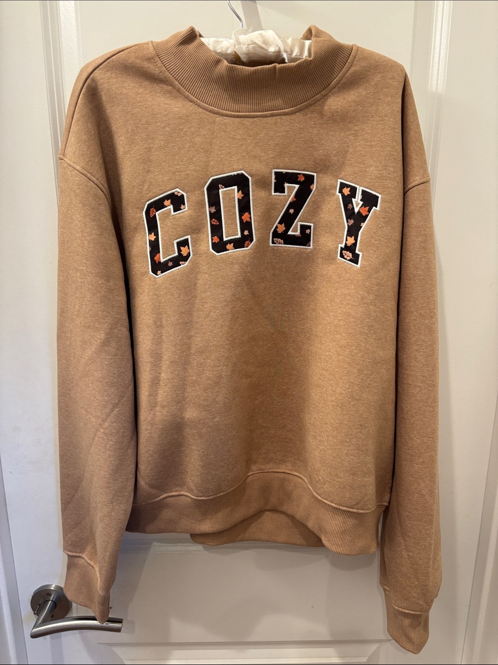 NWT Since Forever Caramel "COZY" fall leaf Crewneck Sweatshirt- S